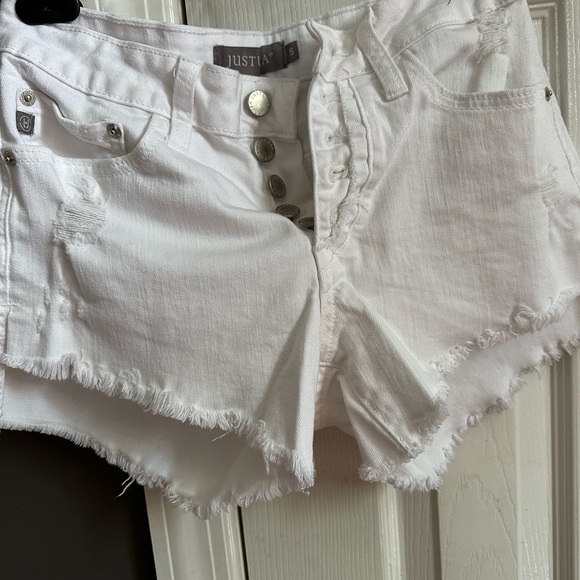 Just USA Pants - Just USA Frayed Hem White Jean Shorts